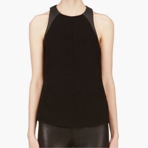 Rag & Bone Sleeveless Black Top Vegan Leather Trim S